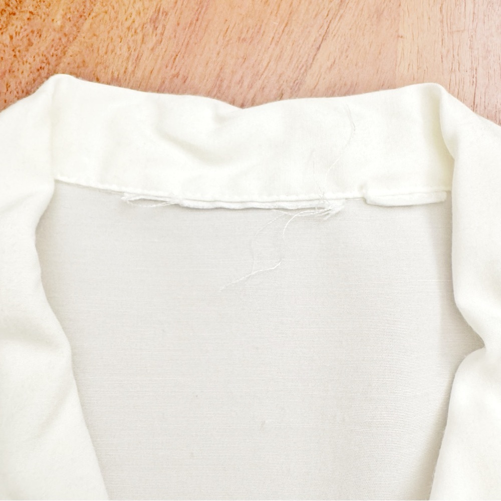 Vintage Romantic Boho Cottagecore Lace Collar Cream White Button Down  Blouse - Picture 12 of 13